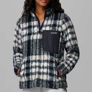 Columbia West Bend Sherpa Fleece 1/4 Zip Black Herringplaid Size XL – Like New